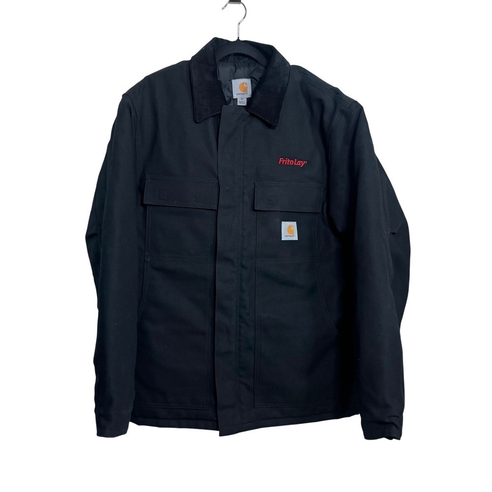 Carhartt Frito Lay duck‎ Work Jacket Men Medium Black  Collar Quilted Lined